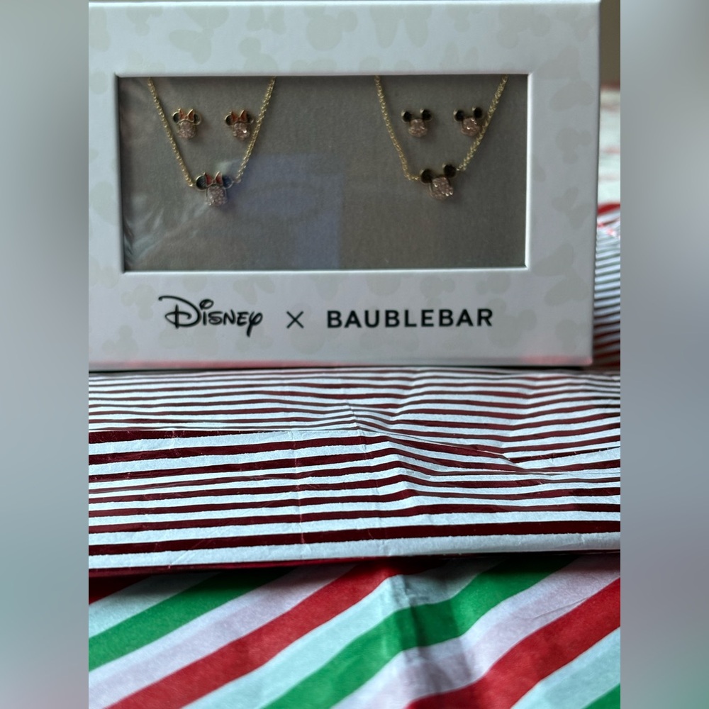 🐹 DISNEY X BAUBLEBAR MICKEY & MINNEY MOUSE NECKLACE & EARRING SET 🐹 NWT 🐹